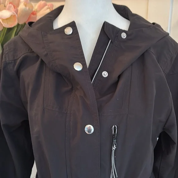 J Crew black raincoat with hood - Picture 2 of 12